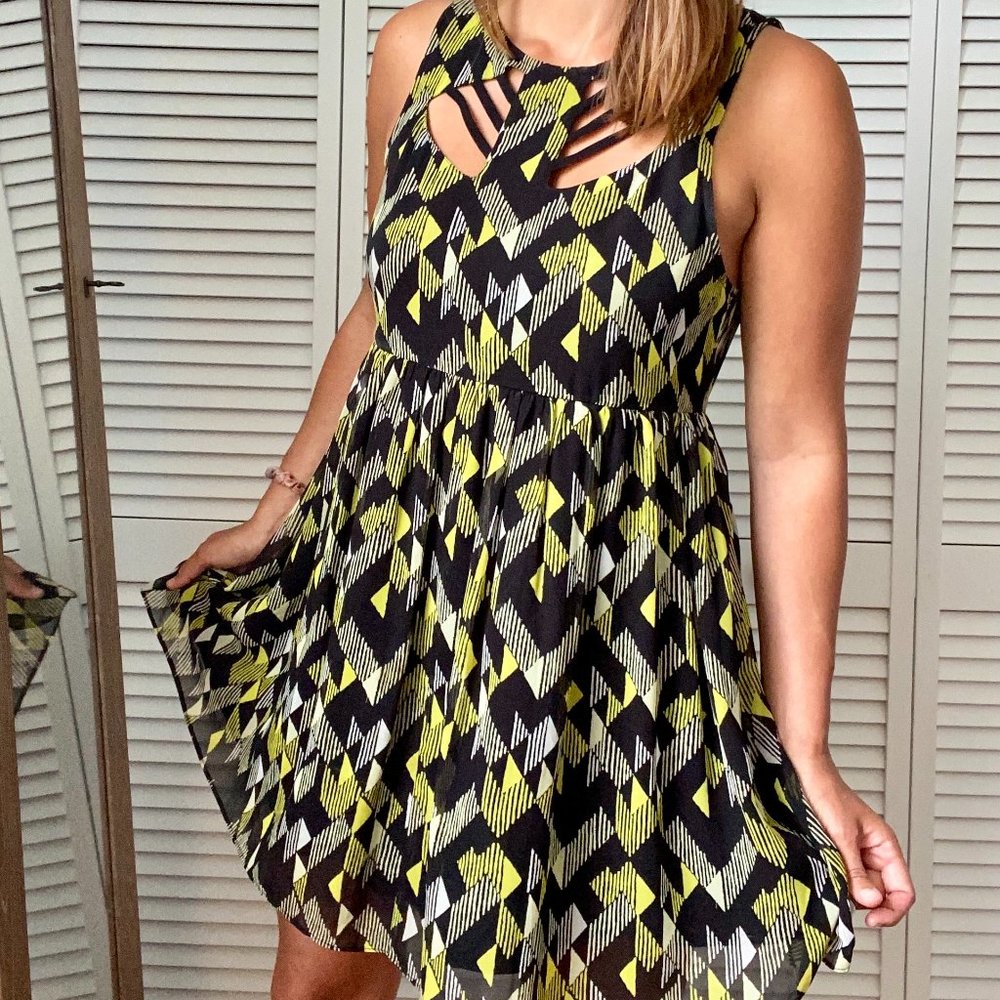 French Connection Geometric Cut Out Dress M